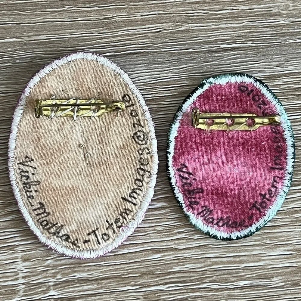 Vickie Mathas 2 Wearable Art Brooches Pins Mixed Textile Fiber Media 2010